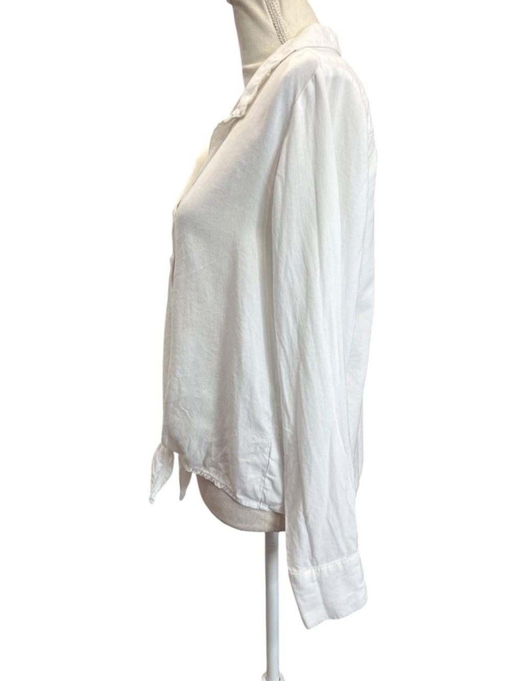 Cloth & Stone White Tencel Lyocell Tie Front Button Down Blouse Small - Picture 5 of 11